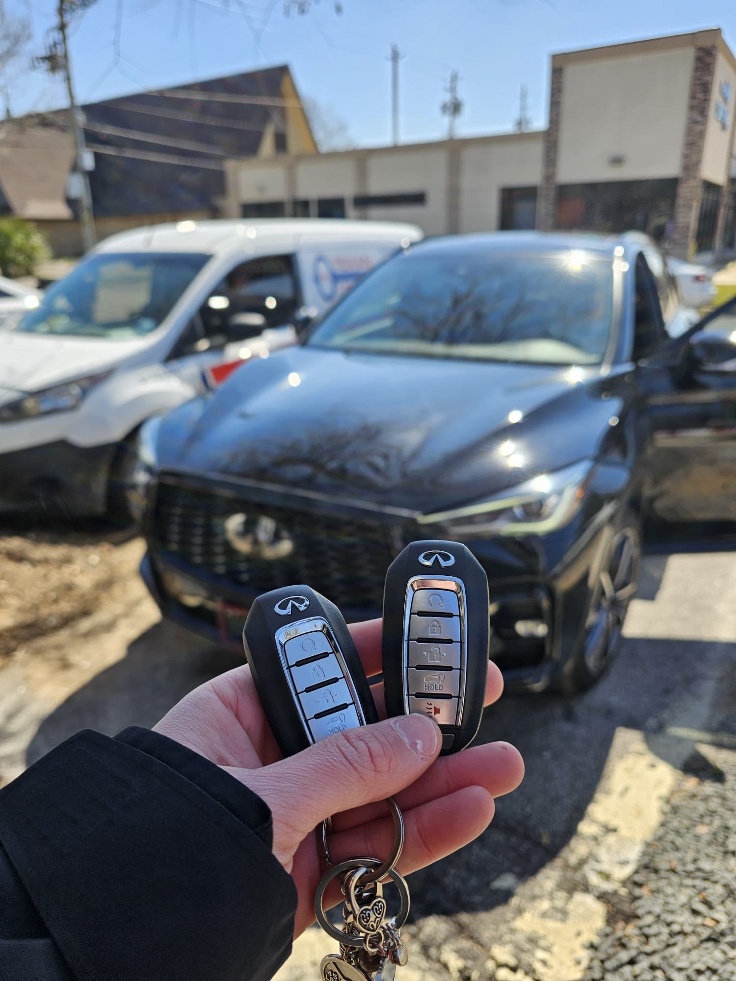 Professional key fobs on display at Texan Locksmith shop