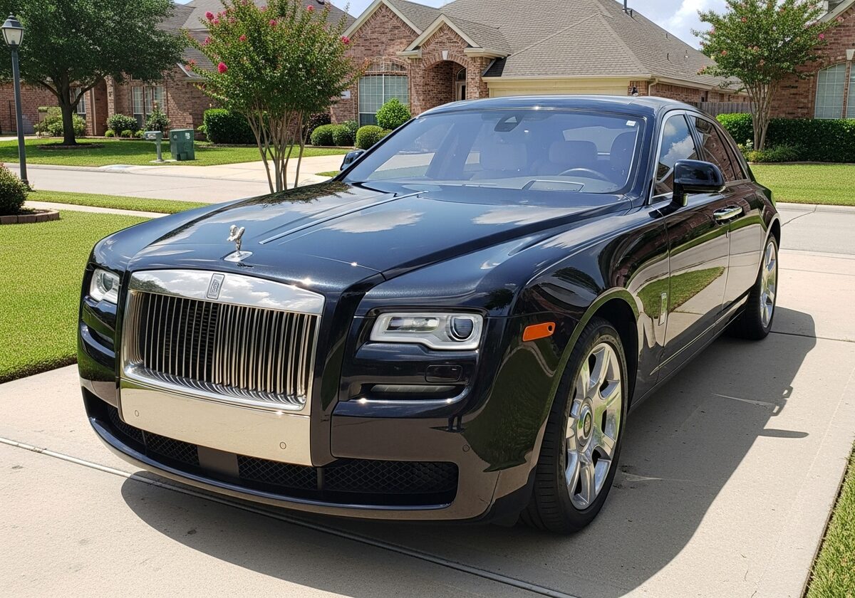 Black Rolls-Royce Ghost sedan in a Houston driveway served by Texan Locksmith mobile key replacement